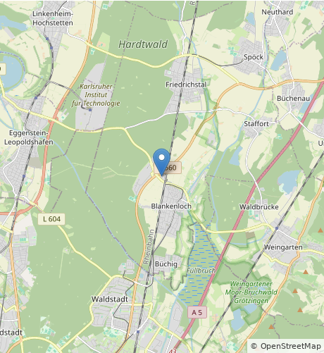 Karte mit dem Standort des Lackierfachbetriebs Klenert, Am Sohlweg 36 in 76297 Stutensee-Blankenloch
